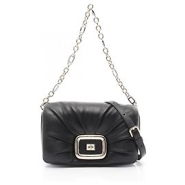 Bolsa de Ombro de Couro Viv Shock da Roger Vivier Preto