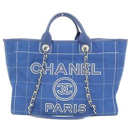 Chanel Deauville Linie 66941 Handtasche Weiß Blau