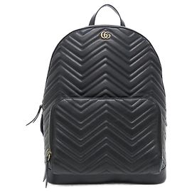Schwarzer Leder-Rucksack GG Marmont von Gucci Schwarz