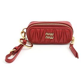 Miu Miu Women's Matelassé Lip Case Bag Charm Red