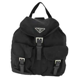 Prada Double Front Pocket Backpack Tessuto Small Black