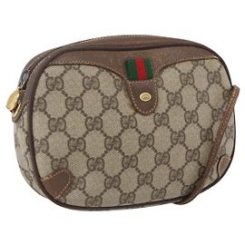 Bolsa Sherry Line GG Supreme Web da GUCCI em PVC bege e dourado 156 02 066 Auth 171823 Bege Dourado