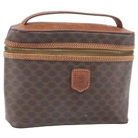 Céline Bolsa de mão em lona Macadam CELINE em couro PVC marrom dourado Auth BA10609 Marrom Dourado