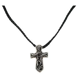 Chrome Hearts Small Vulcan Cross Double Leather Blade Ag925 Silver Auth 161235SM Silvery