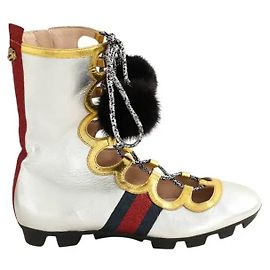 Gucci Graue Leder Schnürschuhe Grau