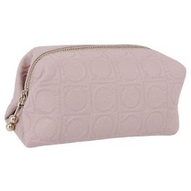 Pochete de couro Gancini Salvatore Ferragamo Rosa Ouro Auth BA10720V Rosa Dourado