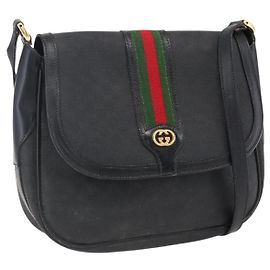 Borsa Sherry Line in PVC nero Micro GG Supreme Web di GUCCI 001 115 0914 Auth 171663 Nero D'oro