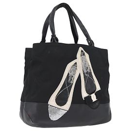 Salvatore Ferragamo Vala Tote Bag Nylon Black Silver Auth BA10741 Black Silvery