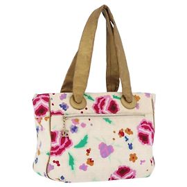 CHANEL Sac à main en toile ivoire or CC Auth BA10783 Doré Écru