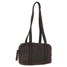 Bolsa de Ombro PRADA Nylon Marrom Dourado Auth bs33239 Marrom Dourado