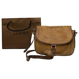 Sac à bandoulière en cuir Loewe Anagram vintage marron Camel