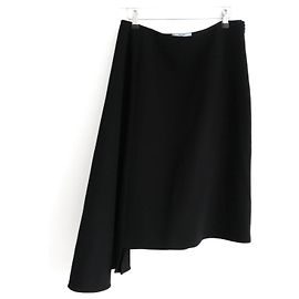 Prada Fall 2013 Black Crepe Asymmetric Skirt Black