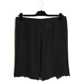 Chanel 2009 Saia de Crepe de Seda Dupla Preta FR44 UK16 US14 Preto