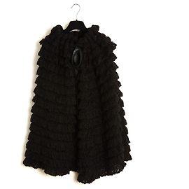 Saint Laurent 2013 Black Leather Crochet Cape TU Slimane Black Knit Cape Coat OS Black