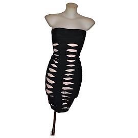 Herve Leger Kleid Schwarz Pink