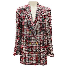 Blazer saco de tweed Príncipe de Gales multi rojo de Thom Browne Multicolor