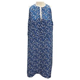 Vestido sem mangas em jacquard de seda azul astral Marni Azul
