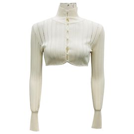 Alaïa Alaia ivory Cropped Crinoline Cardigan Beige