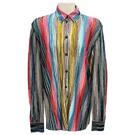 Camicia a maniche lunghe in maglia metallica a righe multicolori Missoni Multicolore