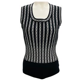 Alaïa Alaia Black / White Patterned Stretch Knit Bodysuit Black