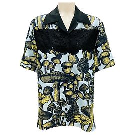Camisa de acampamento relaxada em renda com cogumelos etéreos multicoloridos azul céu de 3.1 Phillip Lim Azul