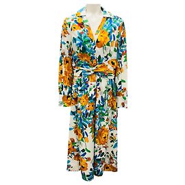 Vestido camisa de algodão amassado estampado floral multicolorido Lela Rose Multicor
