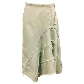 Saia midi de denim cru assimétrica Godet Mint Saxo de Dries Van Noten Azul