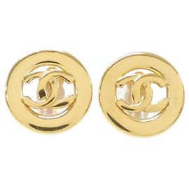 Chanel Gold Stud Earrings Golden