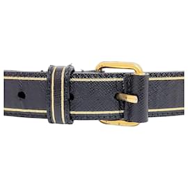 Prada Belts Black Golden Gold hardware