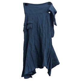 Saia midi assimétrica azul John Galliano Azul