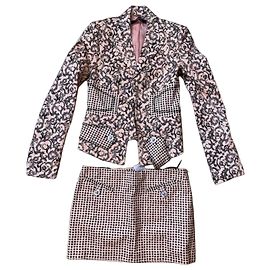 Completo Blazer e Gonna Barocco Rosa Nero Versace Nero Rosa