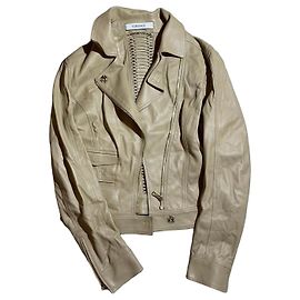 Beige Leder Bikerjacke Gianni Versace Beige
