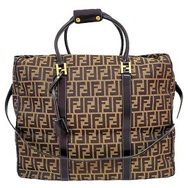 Fendi Zucca Travel Shoulder Crossbody Bag Brown