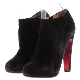 Christian Louboutin Schwarze Wildleder-Stiefeletten Schwarz