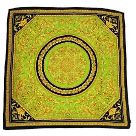 Sciarpa in seta Gianni Versace nera verde e oro Nero D'oro Verde chiaro