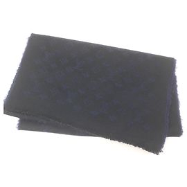 Écharpe en cachemire Monogram Louis Vuitton Noir Bleu Marine