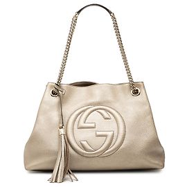 Gucci Gold Medium Metallic Leather Soho Kettentasche Golden