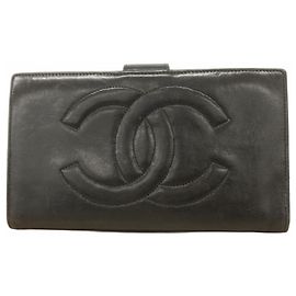 Cartera larga de cordero negro Chanel Negro