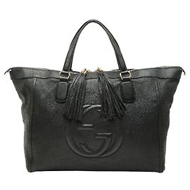 Gucci Soho Fransen Tote Bag Schwarz