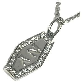 Tiffany & Co. Platinum NY Plate Diamond Necklace Silvery