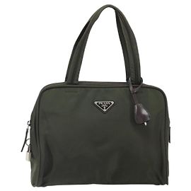 Prada Zip Around Tote Tessuto Medium Khaki