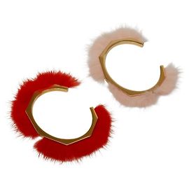 Fendi Fur Motif Bangle Set Red