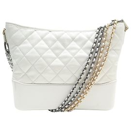 CHANEL GABRIELLE GM QUILTED LEATHER WHITE SHOULDER BAG White