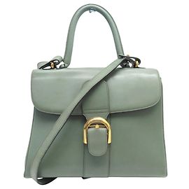 BOLSA DELVAUX BRILLANT MM EM COURO BOX VERDE COM ALÇA Verde