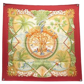 Hermès LENÇO HERMES ALOHA POR BOURTHOUMIEUX 90 CM EM SEDA + CAIXA Multicor