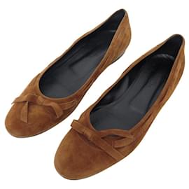Hermès SCARPE HERMES BALLERINE DANZATRICE H112001Z 40.5 CAVRE SUEDE Cammello