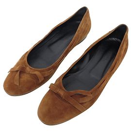 Hermès CHAUSSURES HERMES BALLERINES DANSEUSES H112001Z 40.5 CHEVRE VELOURS SHOES Camel