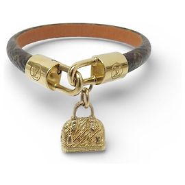 LOUIS VUITTON CHARMS ALMA MONOGRAM CANVAS BRACELET M6220F 15.5CM BANGLE Brown
