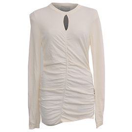 Posy geraffter Pullover aus cremefarbener Wolle von Isabel Marant Weiß Roh