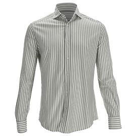 Camicia a righe con bottoni Brunello Cucinelli in cotone verde Verde